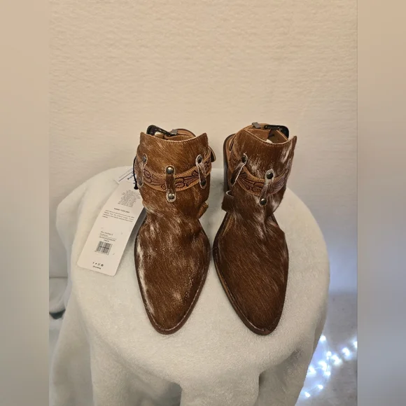 MYRA CORA JO Cowhide Leather Western Strap Booties/shoes. Ladies 8 - Picture 2 of 11